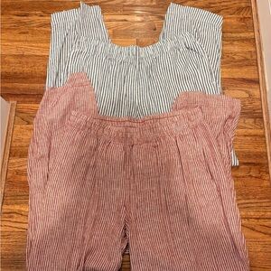 Bundle of Old Navy Women's Striped Wide Leg Pants - Red and Blue XL Tall